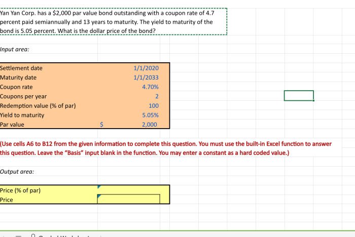 Yan yan corp has a 2000 par value bond