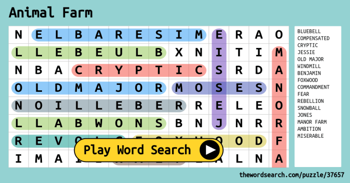 Animal farm word search answer key