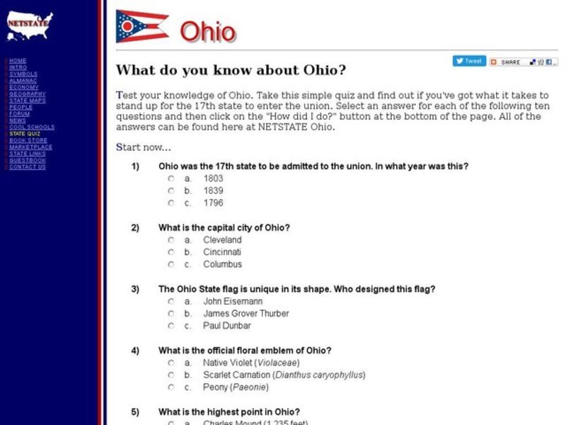 Ohio trivia questions and answers