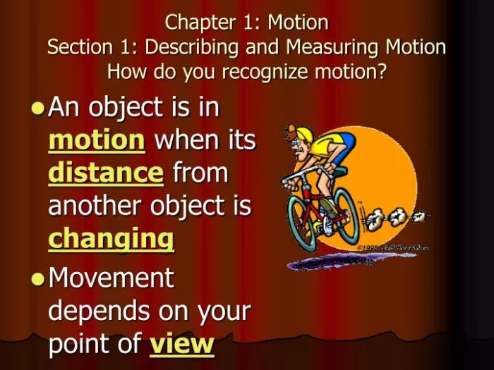 Section 1 reinforcement describing motion