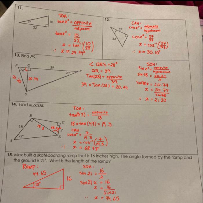 Right triangles and trigonometry unit test